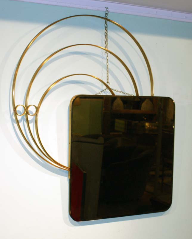 Specchio con Vintage Nero con cerchi oro del XX Secolo Pezzo di storia autentico - Robertaebasta® Art Gallery opere d’arte esclusive.